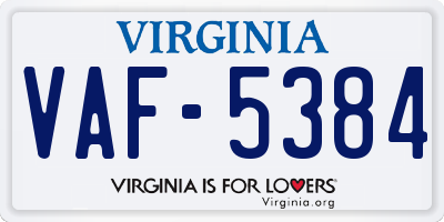 VA license plate VAF5384