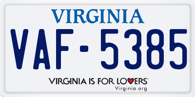 VA license plate VAF5385