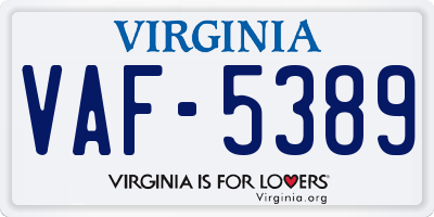 VA license plate VAF5389