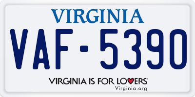 VA license plate VAF5390