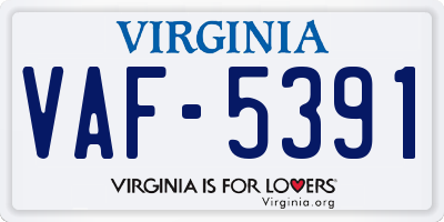 VA license plate VAF5391