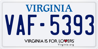 VA license plate VAF5393