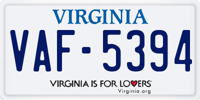 VA license plate VAF5394