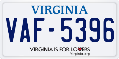 VA license plate VAF5396