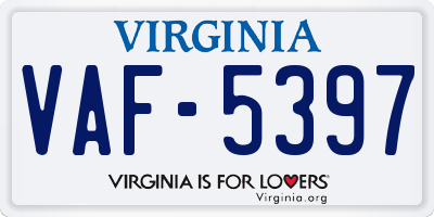 VA license plate VAF5397