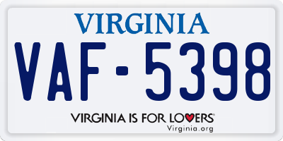 VA license plate VAF5398