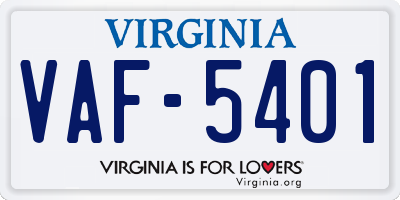VA license plate VAF5401
