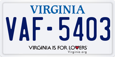 VA license plate VAF5403