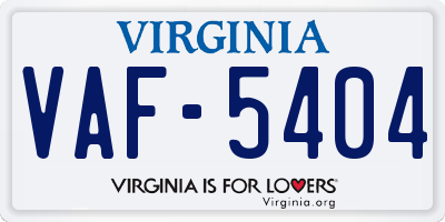 VA license plate VAF5404