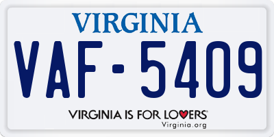 VA license plate VAF5409