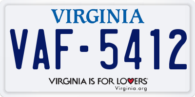 VA license plate VAF5412