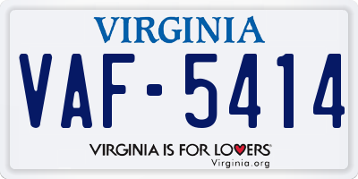 VA license plate VAF5414