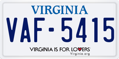 VA license plate VAF5415