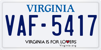 VA license plate VAF5417