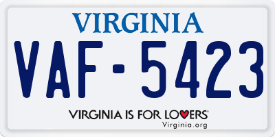 VA license plate VAF5423