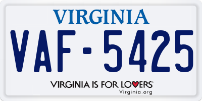 VA license plate VAF5425