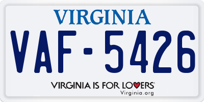 VA license plate VAF5426