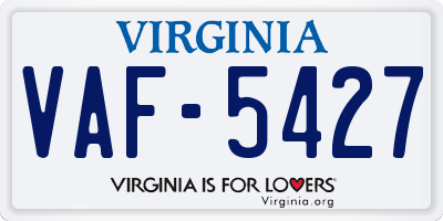 VA license plate VAF5427