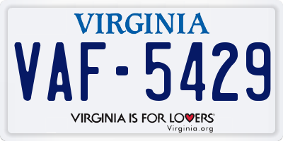 VA license plate VAF5429