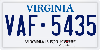 VA license plate VAF5435