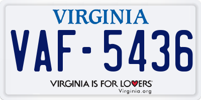 VA license plate VAF5436