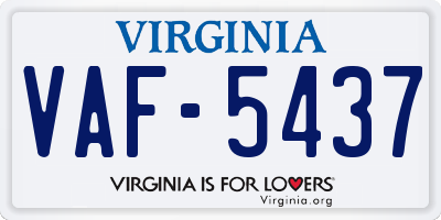 VA license plate VAF5437