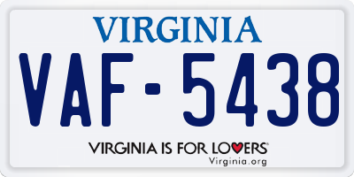 VA license plate VAF5438