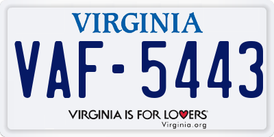 VA license plate VAF5443