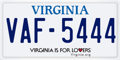 VA license plate VAF5444