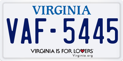 VA license plate VAF5445