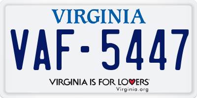 VA license plate VAF5447