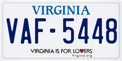 VA license plate VAF5448