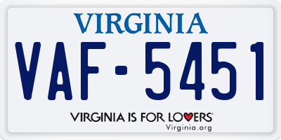 VA license plate VAF5451