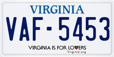 VA license plate VAF5453