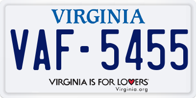 VA license plate VAF5455
