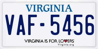 VA license plate VAF5456
