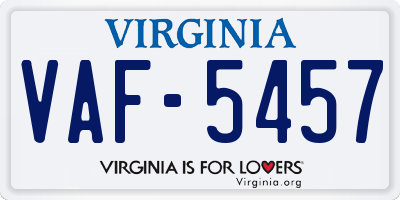 VA license plate VAF5457