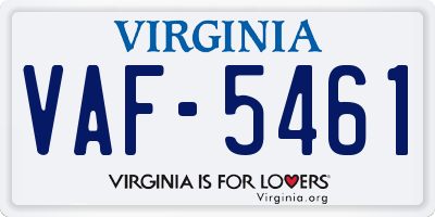 VA license plate VAF5461