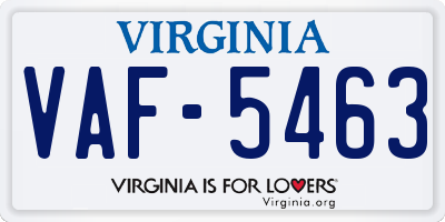 VA license plate VAF5463