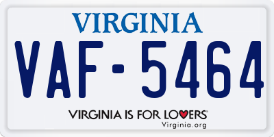 VA license plate VAF5464