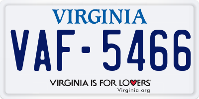VA license plate VAF5466