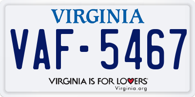 VA license plate VAF5467