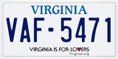 VA license plate VAF5471