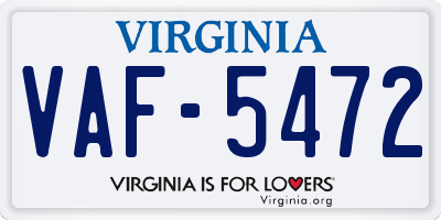 VA license plate VAF5472