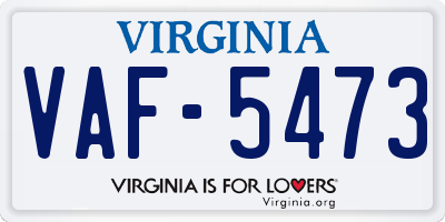 VA license plate VAF5473