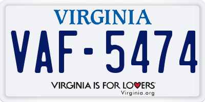 VA license plate VAF5474
