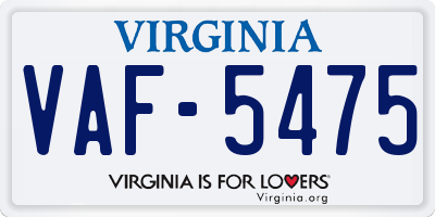 VA license plate VAF5475