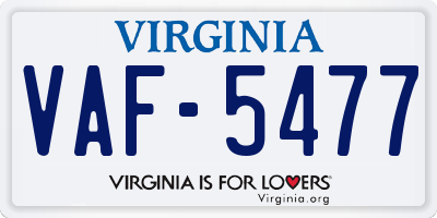 VA license plate VAF5477