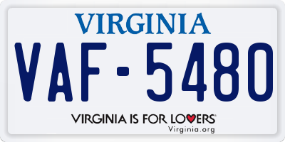 VA license plate VAF5480