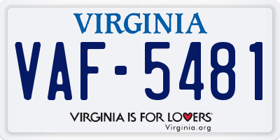 VA license plate VAF5481